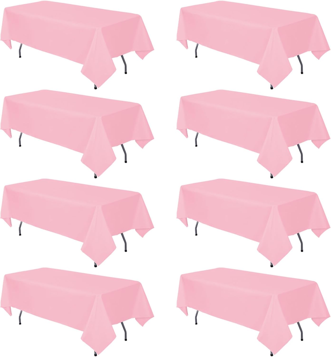 8 Pack Pink Tablecloth 60 x 102 Inch Rectangular Table Cloth for 6 Foot Rectangle Tables,Wrinkle Resistant Washable Polyester Fabric for Summer Wedding Party Banquet Buffet