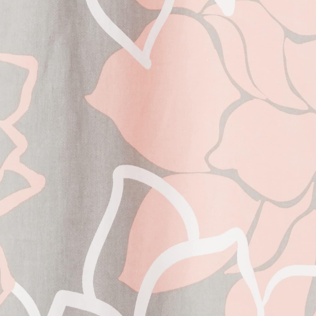 Madison Park Lola 100% Cotton Shower Curtain, Casual Large Floral Design, Modern Bathroom Decor, Machine Washable, Fabric Privacy Screen 72x72", Grey/Peach