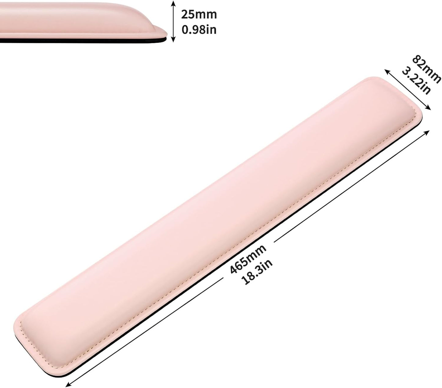 Keyboard Wrist Rest Pad, Soft PU Leather Wrist Support with Interior Soft Cushion Memory Foam, Ergonomic Portable Keyboard Wrist Support Pad,18.3in,Pink