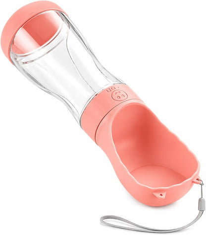 Portable Pet Water Bottle, Travel Drinking Dispenser for Dogs and Cats (Pink)