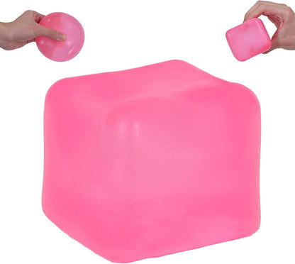 Premium Oversized Squishy Ice Cube – 7cm (2.75") Extra Large Slow-Rising Squeeze Toy for Kids Ages 3+ & Adults, Firm Sensory Cube Toy, BPA-Free, Tear-Resistant (pink)