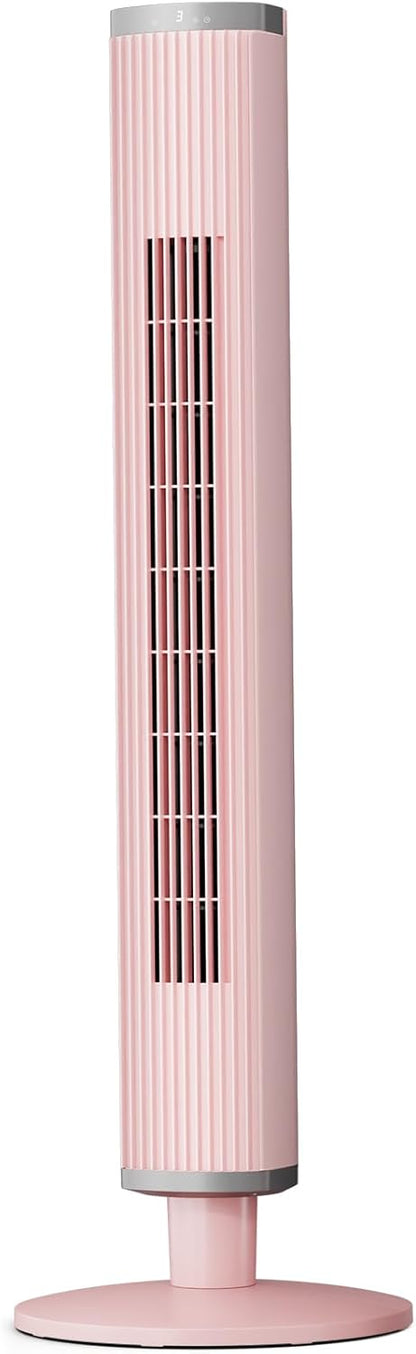 COWSAR Bladeless Tower Fan for Bedroom, Quiet Oscillating Floor Fan with Remote, 6 Speeds 4 Modes 24H Timer, 60° Oscillation Standing Fan for Home Office Indoor, 41-Inch Pink