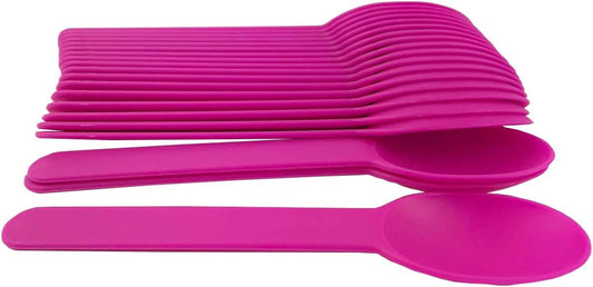 MMvolesy Pink Disposable Eco-Friendly Plastic Spoons Frozen Yogurt Ice Cream Spoons,Frozen Dessert Spoons 50 Count