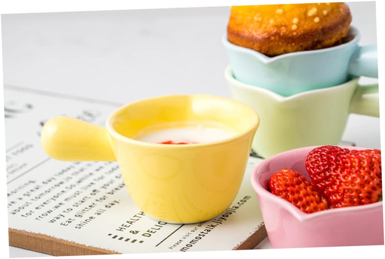 LIFKOME Ceramic Milk Pan Handle Pink Sauce Pot Ceramic Cookware 70ml Single Handle