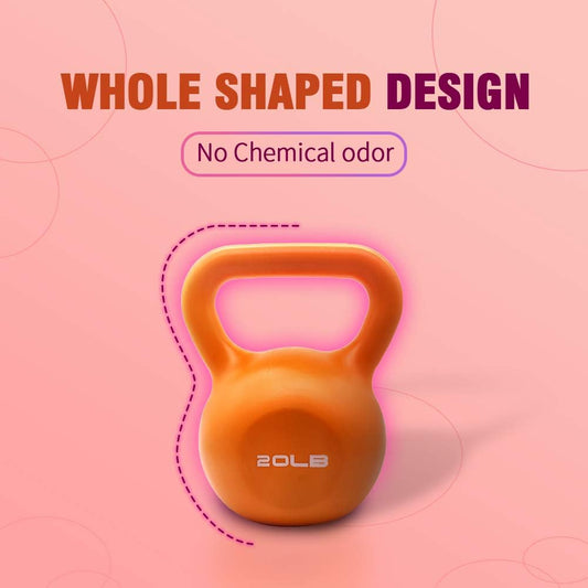 SimpleL Color Kettlebells Vinyl Coated Solid Iron Exercise Weight Training Workout Equipment for Men & Women, Core Strength, Functional Fitness 5lbs, 10lbs, 15lbs, 20lbs