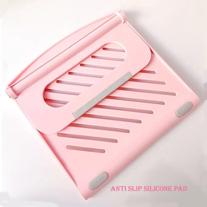 Laptop Stand for Desk Stable Foldable Adjustable Multi-Angle Computer Desktop Holder Ventilated Lapdesks Riser for Mackbook, Lenovo, Dell, iPad, HP - Within 17' (Pink)