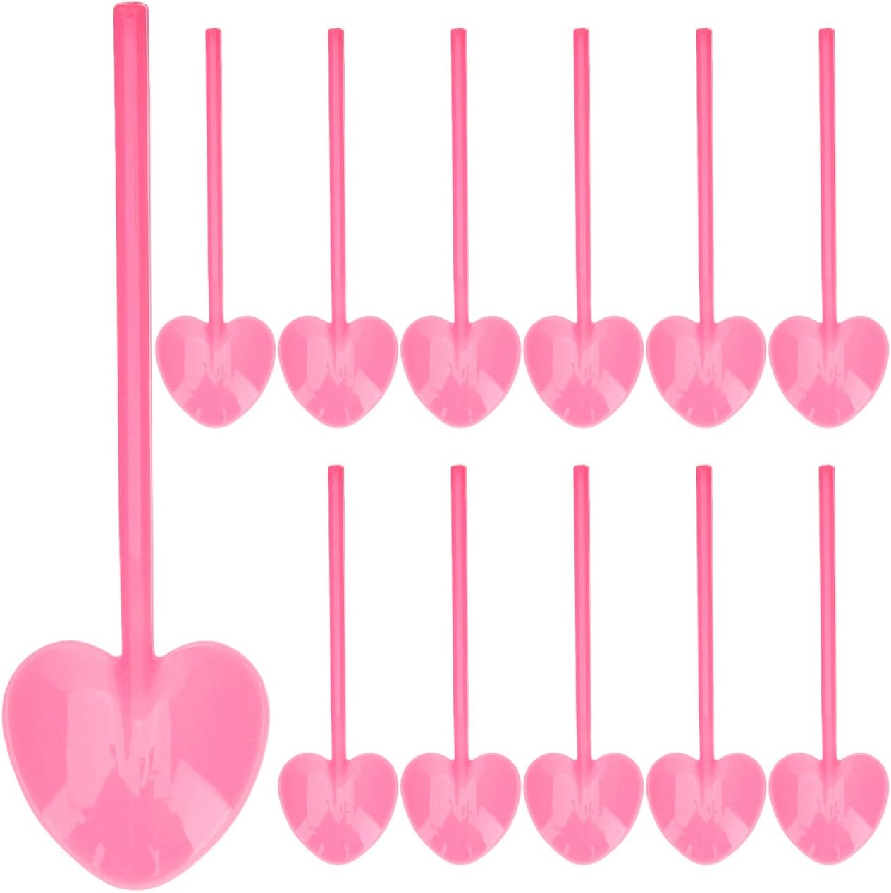 100Pcs Disposable Ice Cream Spoons Bulk Cute Pink Heart Shape Dessert Spoons Cake Pudding Plastic Silverware Party Tableware