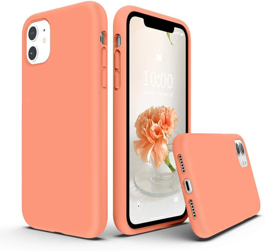 SURPHY Compatible with iPhone 11 Case 6.1 inch, Thickening Design Liquid Silicone Phone Case (with Microfiber Lining) for iPhone 11 2019, Peach