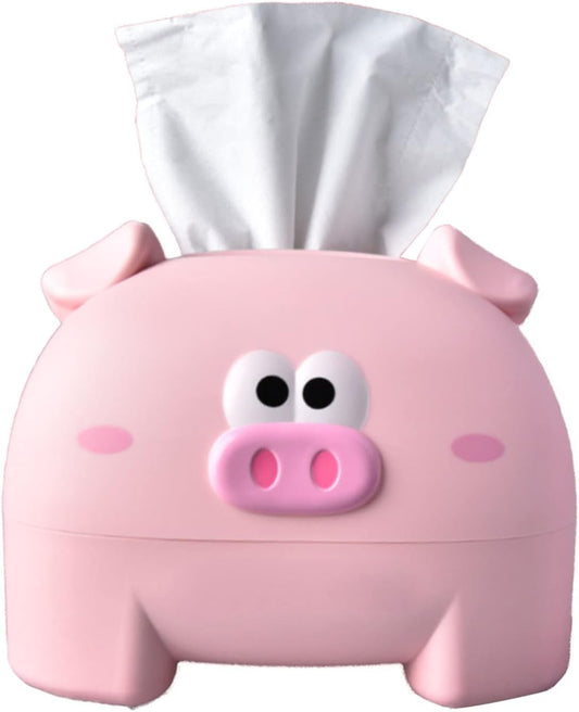 MINGZHE Cute Tissue Storage Box,Unique Napkin Holder Home Improvement Supplies,Pig Shaped Decorative Towel Napkin Container Case for Tabletop,for Living Room Office Car(Pink)