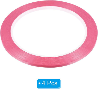 PATIKIL 1/8" Whiteboard Tape, 4 Pack Thin Dry Erase Tape for Graphic Chart Marking DIY Art, Pink