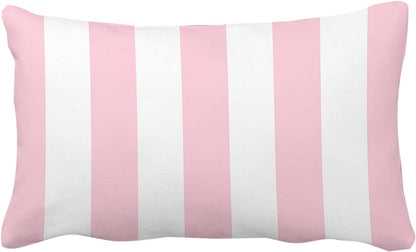 Leaveland Pink and White Stripe Set of 2 12x20 Inch Cotton Polyester Throw Pillow Cover Decorative Soft Lumbar Cushion Case Slipcover Fall Autumn Winter Christmas Home Decor Bed Accent Pillowcase Sham