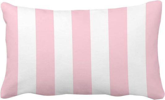 Leaveland Pink and White Stripe Set of 2 12x20 Inch Cotton Polyester Throw Pillow Cover Decorative Soft Lumbar Cushion Case Slipcover Fall Autumn Winter Christmas Home Decor Bed Accent Pillowcase Sham