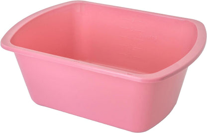 Vakly Wash Basins – Rectangular Plastic Hospital Bedside Soaking Tub (Pack of 2) Small 7 Qt Graduated Bucket - Portable Washbasin for Washing, Cleaning, Foot Bath, Dishes, Face Cleansing Bowl