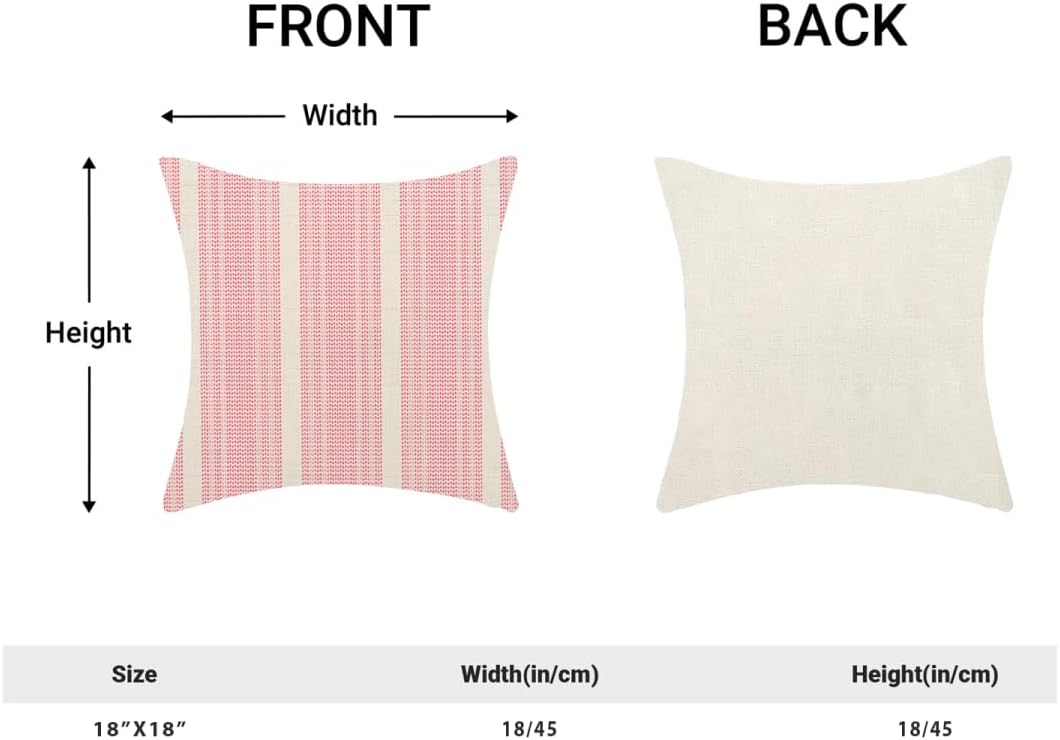 Pink Pillow Covers 18 x 18 Inch Set of 2 Abstract Boho Throw Pillows Pink Polka Dots Striped Decorative Outdoor Pillowcase Linen Cushion Cases for Home Bed Sofa Couch