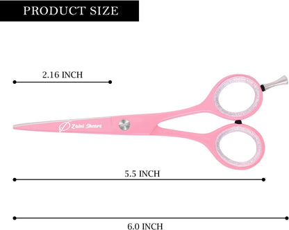 Hair Cutting Scissors Extremely Sharp Right-Hand Razor Edge - 5.5” Overall Length,Made of 420c Japanese Stainless Steel Salon Scissors Professional Barber Haircut Scissors (pink, 5.5'')