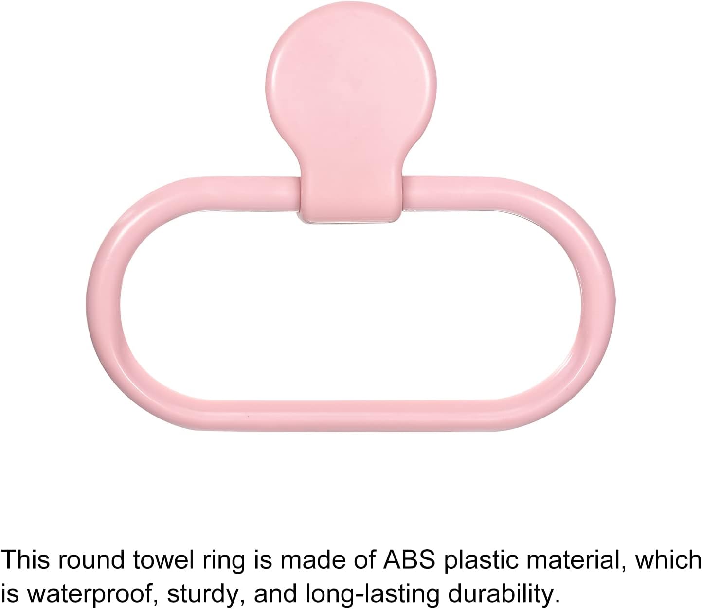 HARFINGTON Wall Mounted Oval Towel Ring ABS Hanging Holder Self-Adhesive for Bathroom Kitchen Accessories, Pink