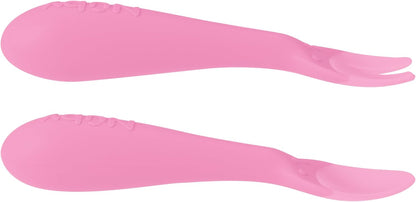 Nuby Silicone Easy Grip Fork & Spoon Set, 12+m in Pink