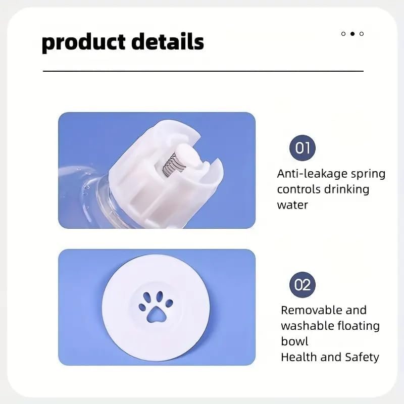 Cat Bowl, Cat Food and Water Bowl Set, 15 ° Tilted Cat Food Bowl, Cat Bowl with Automatic Water Dispenser Bottle, Detachable Wet and Dry Cat Dishs for Indoor Cats Small Dogs Puppy-Pink