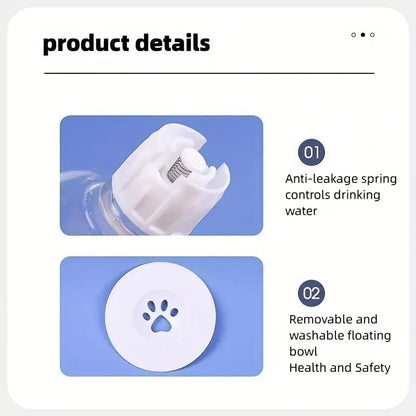 Cat Bowl, Cat Food and Water Bowl Set, 15 ° Tilted Cat Food Bowl, Cat Bowl with Automatic Water Dispenser Bottle, Detachable Wet and Dry Cat Dishs for Indoor Cats Small Dogs Puppy-Pink