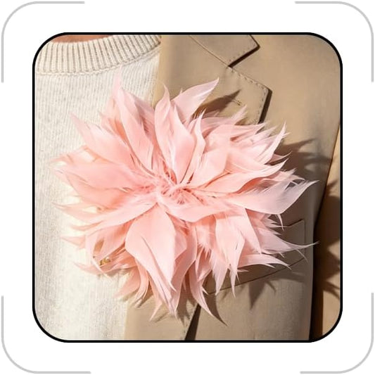 Brooches and Pins for Women Men Large Feather Flower Brooch Prom Jewelry Accessorie Oversized Floral Lapel Pins Wedding Bridesmaid Dress Costume 5.9inch