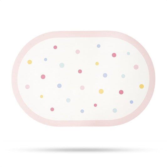 Quick-Dry Bathroom Rug, Non-Slip Thin Bath Mat with Rubber Backing, Fresh Polka Dot Design for Spring & Summer, Soft Water-Absorbing Floor Mat for Bathroom, Shower, Sink, Multi-Color, 17x25