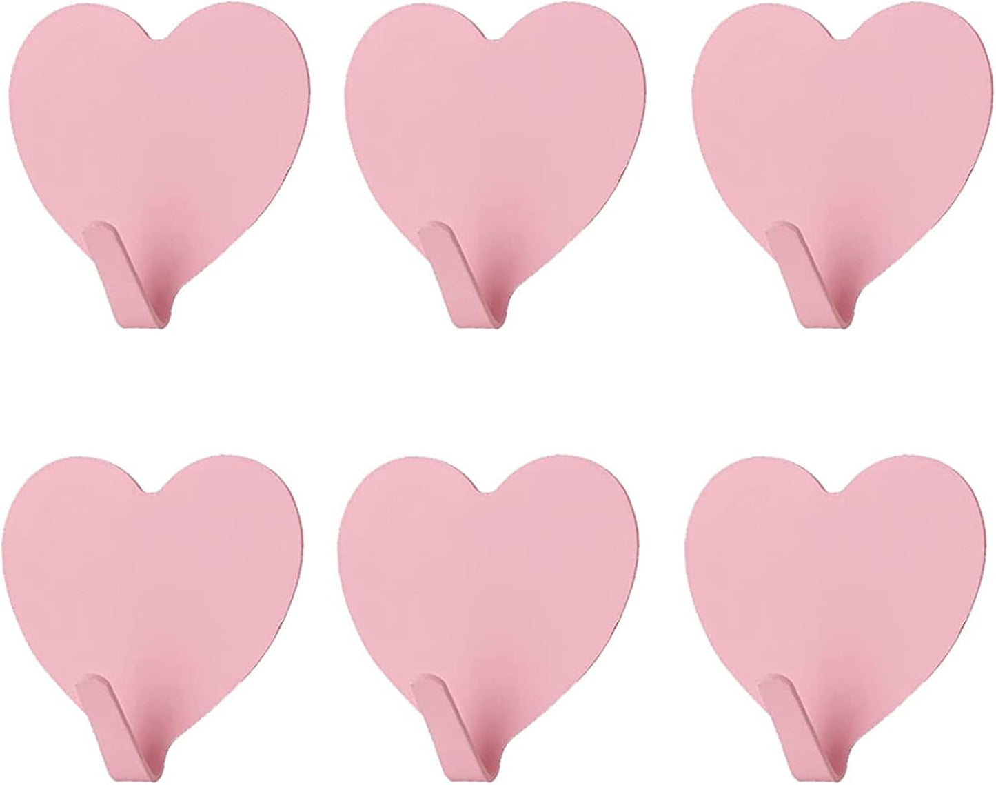 JtmyAota 6 Pack Heart Shaped Decorative Wall Hooks, Stainless Steel Strong Adhesive Wall Hook for Home Kitchen Bathroom Office