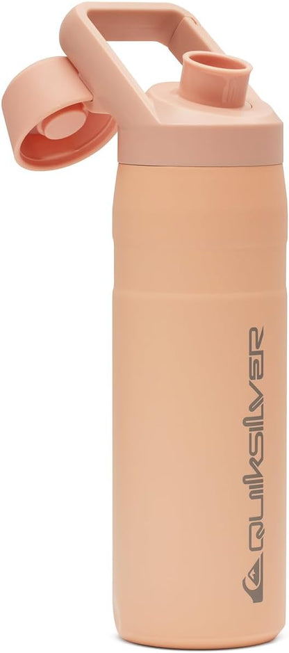 Quiksilver 24oz Stainless Steel Water Bottle, Wide Mouth Insulated Tumbler with Carabiner Hook, 18/8 Steel, 24hr Cold, BPA Free Reusable Bottle for Men, Women (Peach Parfait, 24oz)