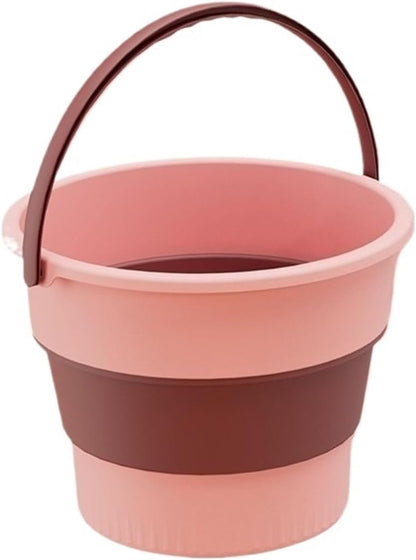 5/10/17L Folding Portable Bucket Car Wash Fishing Bathroom Tool Outdoor Camping Household Supplies for Cleaning Windows(5L,Pink)