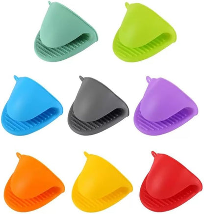 4PCS (2 Pairs) Silicone Oven Mitts, Heatproof Mini Cooking Gloves for Pizza Stone/Air Fryer/Grill, Non-Slip Compact for Baking, Cooking (Light Green&Pink)