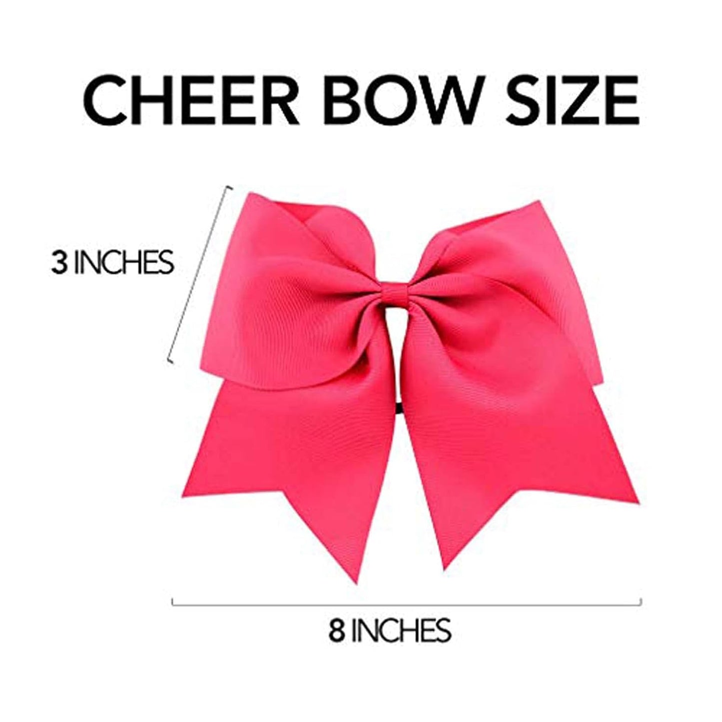 12PCS 8" Large Cheer Bows Ponytail Holder Elastic Hair Ties Pink Grosgrain Ribbon Cheerleading Bows for Teens Women Girls Sports Cheerleaders