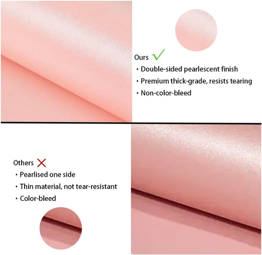 Reversible Pink Wrapping Paper - Solid Color Pearly-Lustre Gift Wrap Paper Perfect for Wedding, Valentine's Day, Birthday, Mother's Day, Christmas, Baby Shower - Mini Roll, 17 Inches X 32.8 Feet