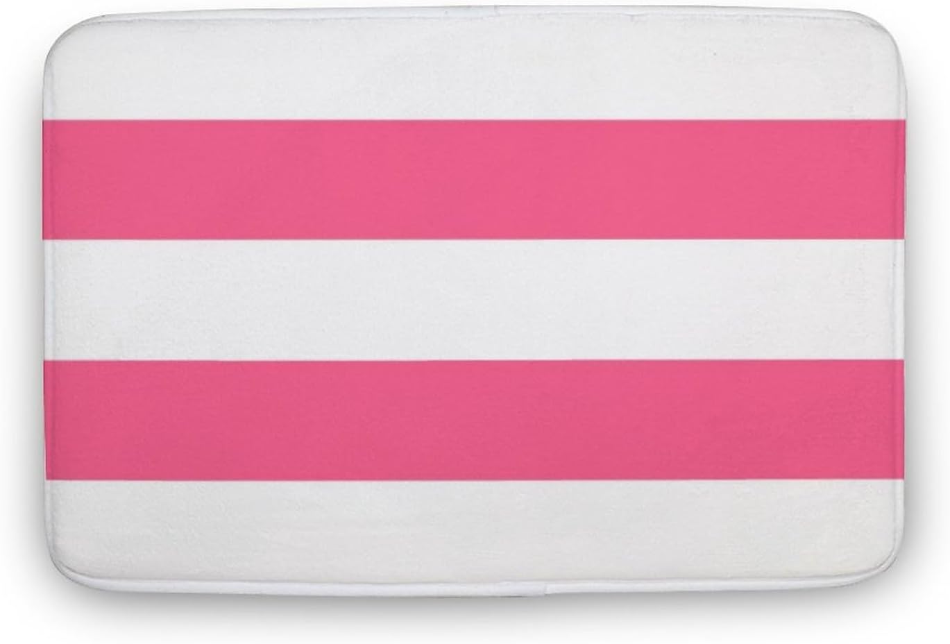 Soft Bath Rug Bright Pink Horizontal Striped Bathroom Mats Non Slip Absorbent Bath Mat Carpet for Kitchen Entryway, 16 x 24inch