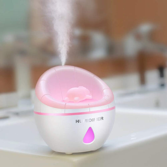 USB Small Sofa Humidifier, Mini Cool Humidifier 350ml Water Volume, One Touch Shut-Off for Home Office Bedroom (Pink)