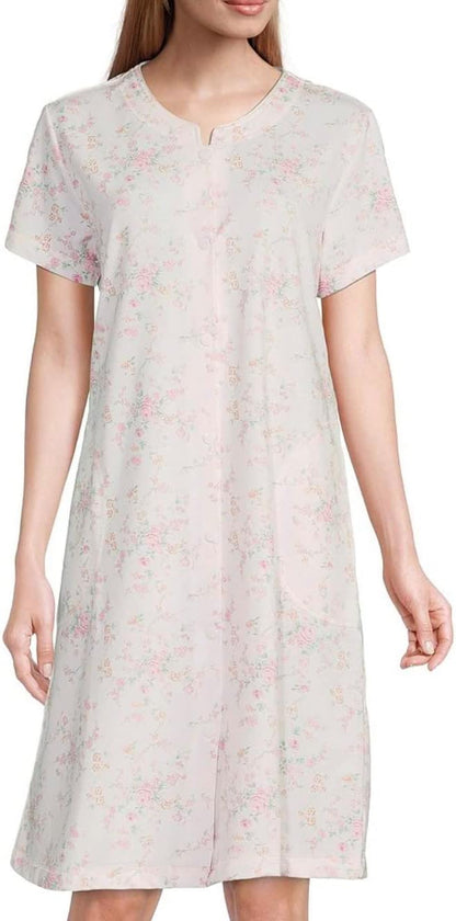 Miss Elaine Women's Print French Terry Short Snap Robe