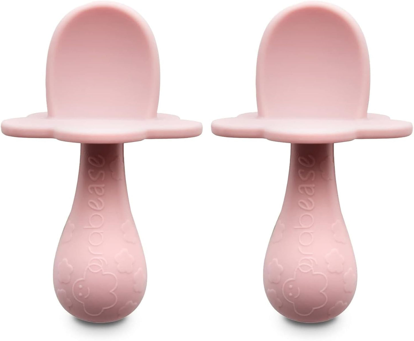 Grabease Spoon - Silicone Spoons 2-Pack Blush - Soft Utensils - Dishwasher-Safe, Easy-Grip