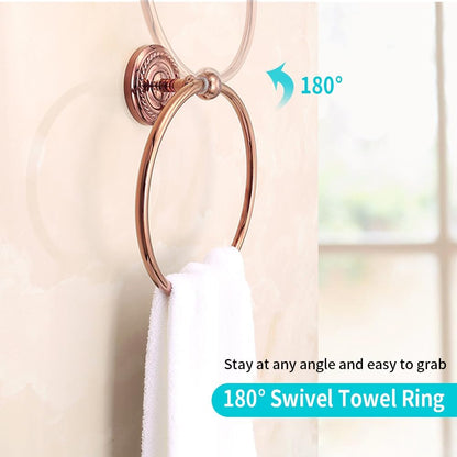 Wall-Mounted Copper Bathroom Towel Ring, Modern Bath Accessories Towel Ring (Rose Gold)