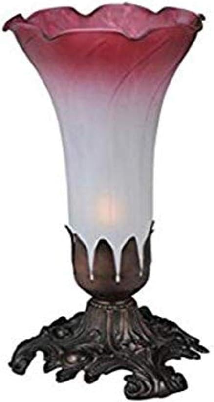 Meyda Tiffany 15653 Pond Lily Accent Lamp, 8" Height, Pink/White