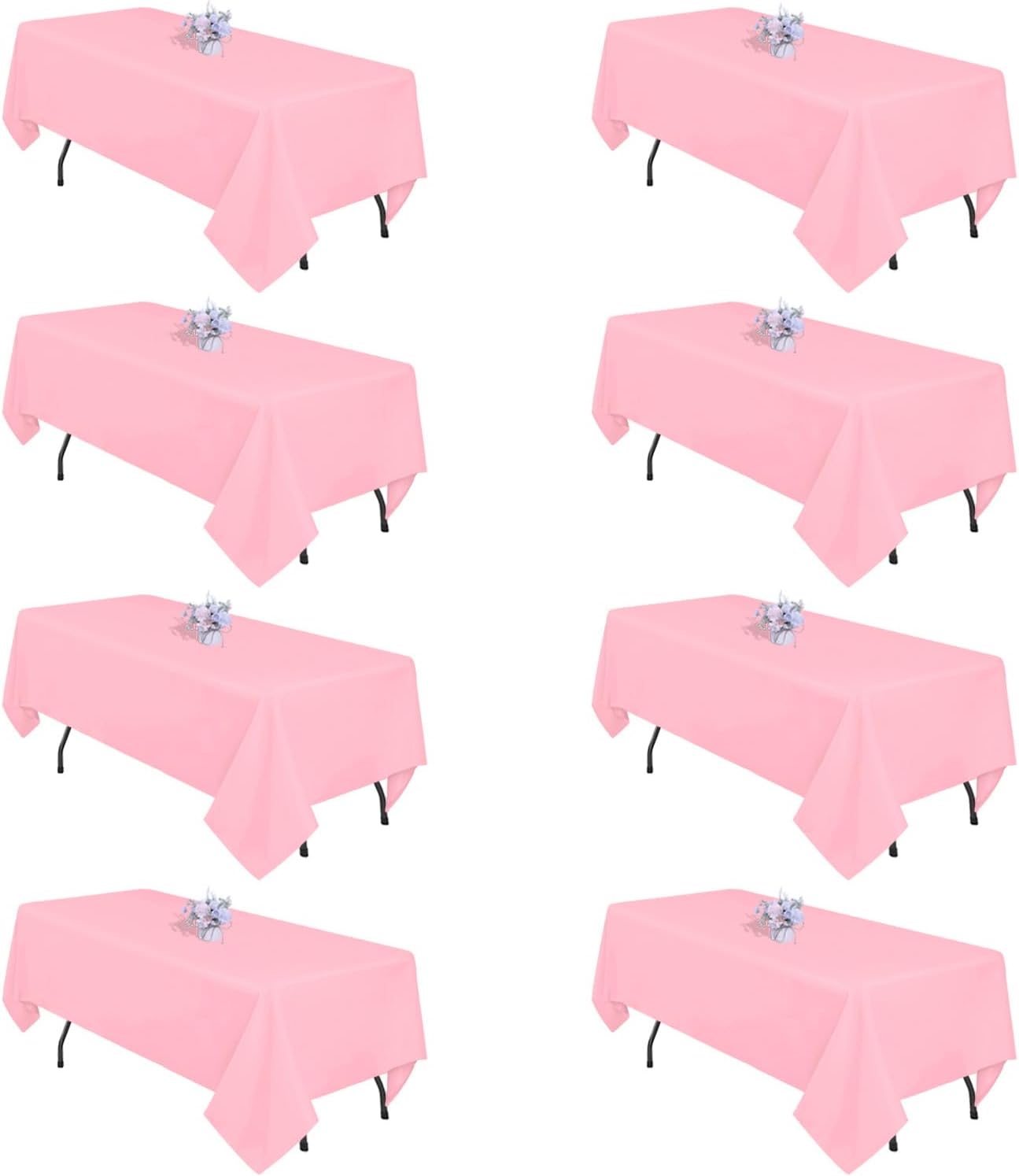 8 Pack Pink Tablecloth 60x102 Inch Rectangle Table Cloth for 6 Foot Rectangle Tables, Wrinkle Resistant Washable Polyester Fabric Rectangular Cover for Dining Banquet Wedding Party