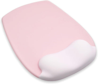 Ergonomic Mouse Pad with Wrist Rest, Gel Mousepad with Wrist Support, Premium Lycra Fabric, Non-Slip PU Base, Ideal for Laptop & Desktop, Home & Office & Gaming, Desk Accessories, Pastel Pink
