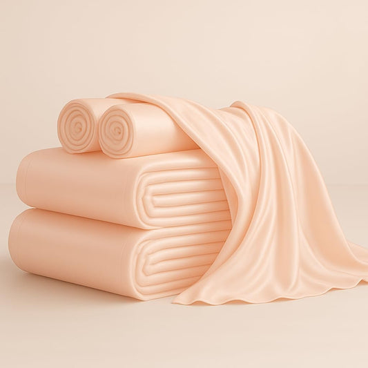 Mulberry Silk Sheet Set 4Pcs, 6A Grade Natural Silk Bed Sheets, High-Fashion Inspired Sheets Fits Mattress Upto 7-12" Deep Pocket (California King, Peach)