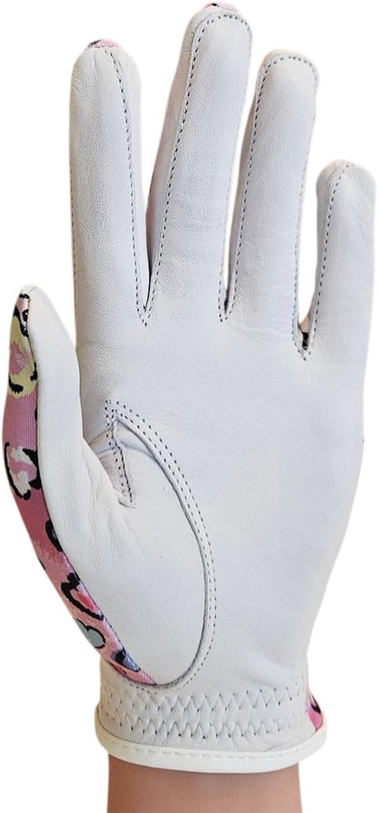 Ladies Golf Glove - Long-Lasting Premium Cabretta Leather Palm with Lightweight Breathable Lycra Back, Womens Golf Glove