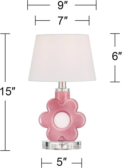 360 Lighting DreamGlow Peony Bloom 15" High Pink Glass Flower Accent Table Lamp