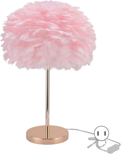 Feather Table Lamp Pink Feather Lamps for Girls Bedroom Minimalist Desktop Night Light Modern Nightstand Table Lamp Holder for Bedroom Beside Wedding Birthday Decor(#2)