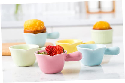 ULTECHNOVO Ceramic Milk Pan with Handle Mini Cookware for Porridge Casserole and Soup Pink Ceramic Pot for Individual Serving and Easy Cleaning