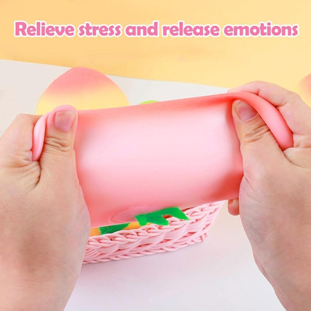Peach Peach Toys Slow Rising Soft Peach Fruit Toy, Stress Relief Squishy, Stuffed Plush Gift (Pink)