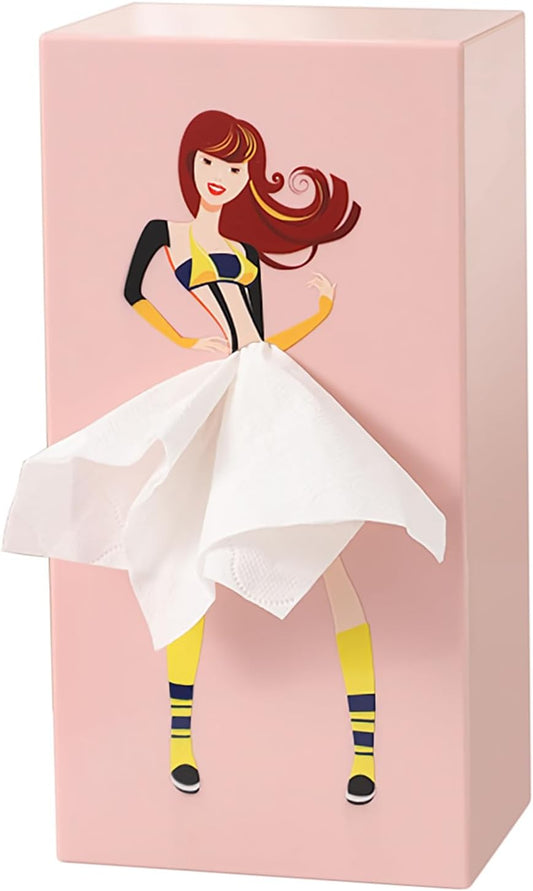 Upgrade Creative Tissue Boxes Holder, Lady Skirt Tissue Box Cover for Facial Tissues, Napkins, Office Countertops Living Room,Bedroom Decor (Pink)