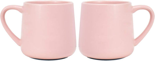 Bosmarlin Glossy Ceramic Coffee Mugs Set of 2, Tea Cup for Office and Home, 18 oz, Suitable for Dishwasher and Microwave(Pink, 2)