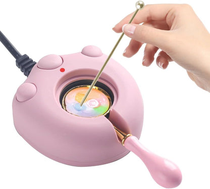 Electric Wax Seal Warmer, Pink Electric Sealing Stamp Warmer Melter for Melting Wax Seal Beads Sticks with Spoon, Stirring to Do DIY Craft (Pink)