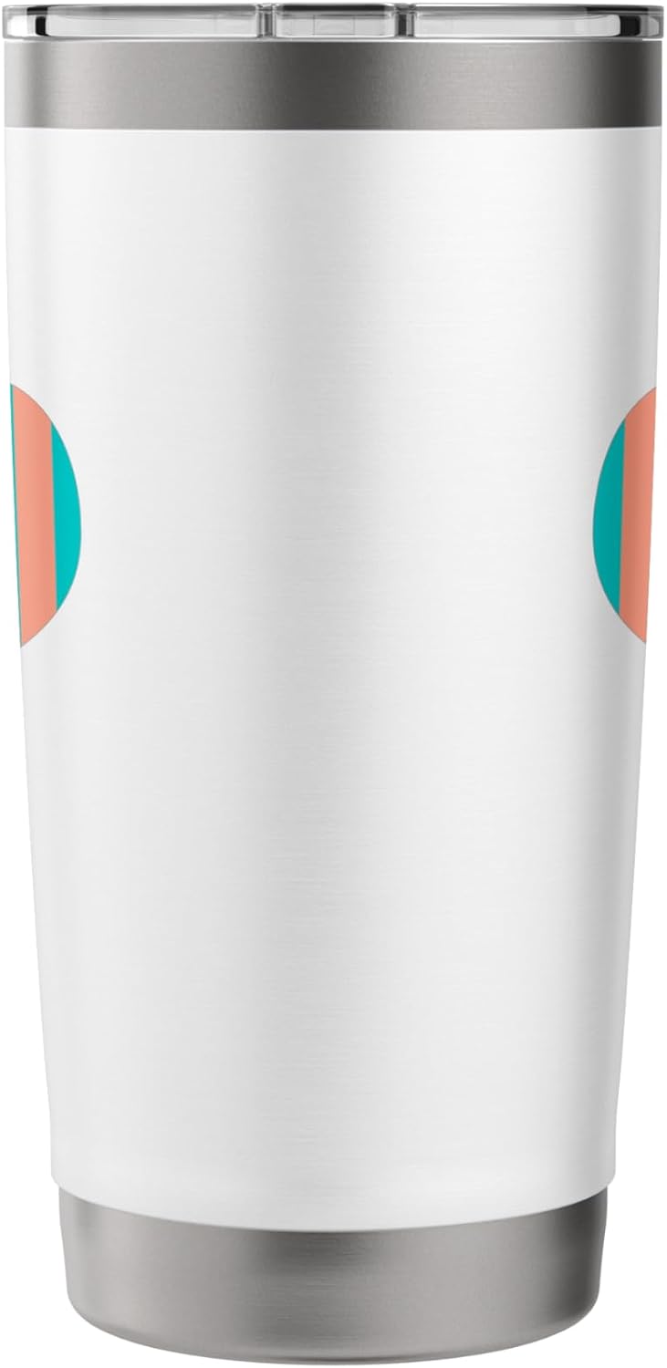 Cute Peach and Teal Vertical Stripes Pattern Minimalist Stainless Steel Insulated Tumbler