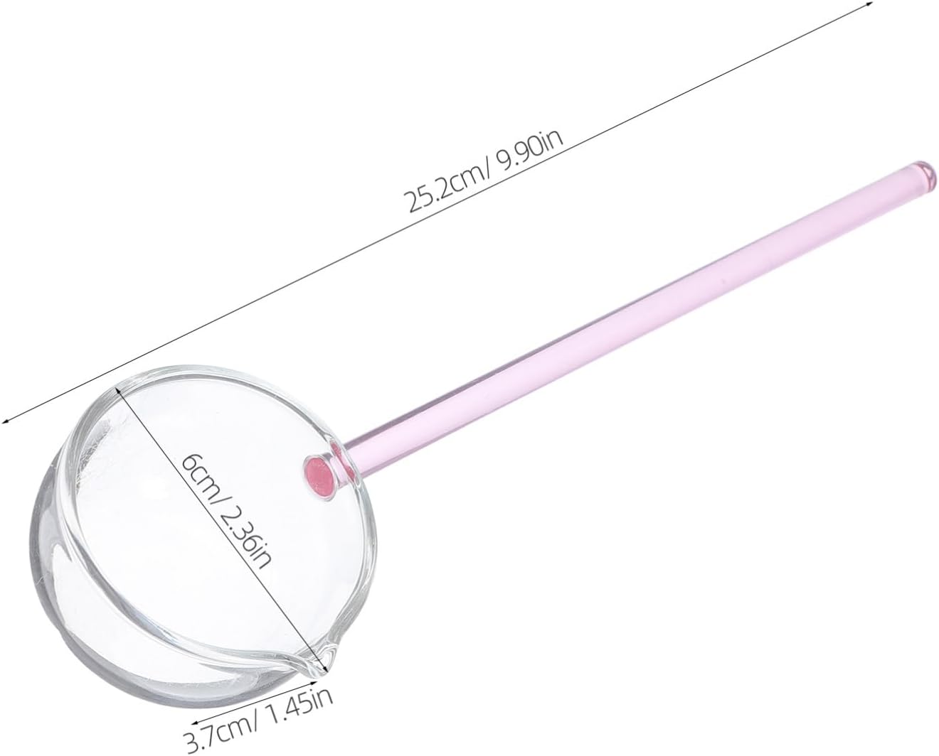 Luxshiny Clear Glass Serving Ladle: Long Handle Soup Spoon Dessert Gravy Ladle for Coffee, Tea, Ice Cream, Cake, Home Kitchen - Pink